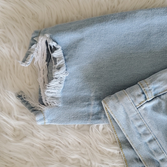 Brandy Melville Distressed Denim Pants Long Size Small - Picture 5 of 16